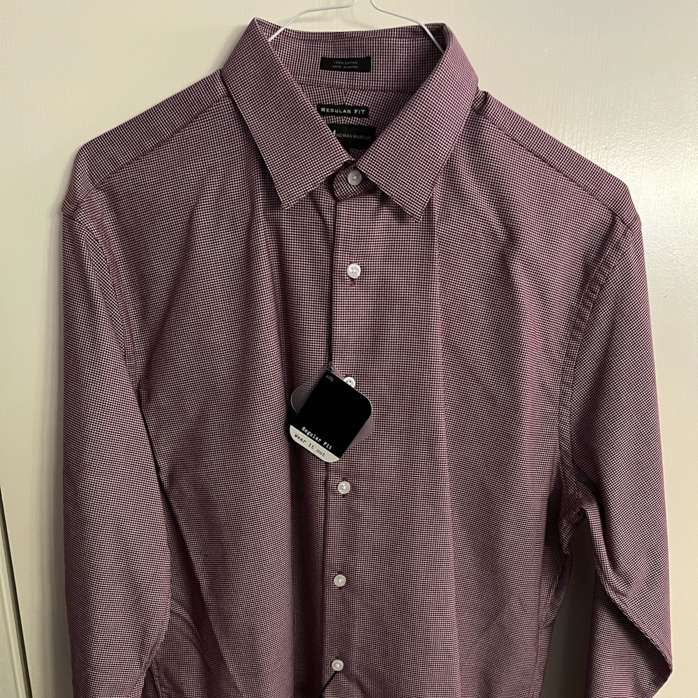 NM Neiman Marcus 100% cotton burgundy shirt. Spread collar.